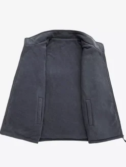 Gilet sans manches à col montant pour homme doublé polaire