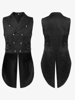Gilet en fibre de polyester sans manches vintage noir vintage costumes rétro pour homme