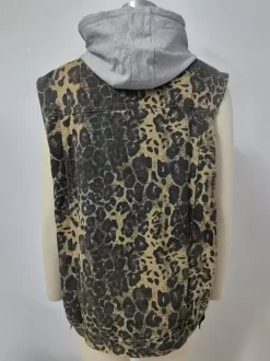 Gilet en jean à capuche pour femme - Veste longue oversize sans manches en jean délavé - Collection printemps-été streetwear 2026