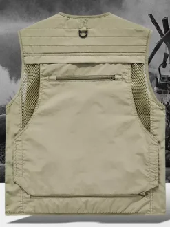 Gilet grande taille pour homme avec plusieurs poches et design réfléchissant