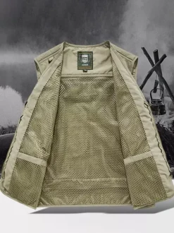Gilet grande taille pour homme avec plusieurs poches et design réfléchissant