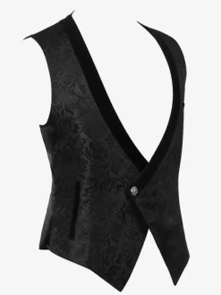 Gilet Noir Vintage Top Rétro Sans Manches Polyester Fibre Top Rétro Costumes Pour Homme