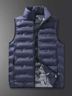 Gilet rembourré sans manches à col montant pour homme