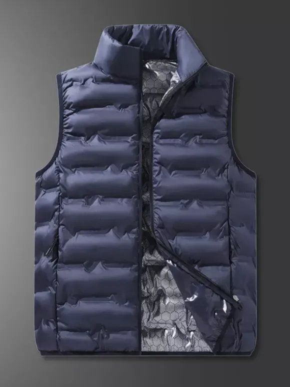 Gilet rembourré sans manches à col montant pour homme