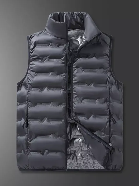 Gilet rembourré sans manches à col montant pour homme