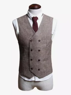 Gilet Rétro Costume Vintage Homme Costume Opéra Gilet Vintage Top Marron Clair Déguisements Halloween