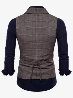 Gilets Habillés Hommes Col Rabattu Boutons Gris Clair Mariage Formel Cérémonie