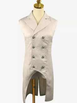 Gilets Vintage noirs fendus devant boutons croisés costumes rétro Jacquard pour homme Déguisements Halloween