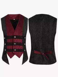 Gilet sans manches vintage bordeaux vintage costumes rétro pour homme Bourgogne