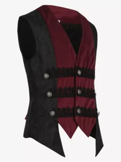 Gilet sans manches vintage bordeaux vintage costumes rétro pour homme Bourgogne