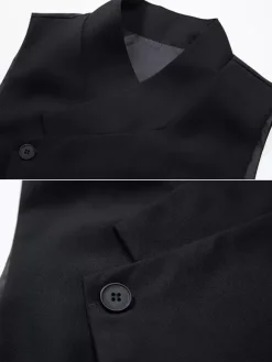 Gilets Habillés Hommes Soirée Cérémonie Formelle Col Rabattu Boutons Gris