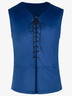Gilet Vintage Top Rétro À Lacets Sans Manches Polyester Fibre Gilet Rétro Costumes Pour Homme