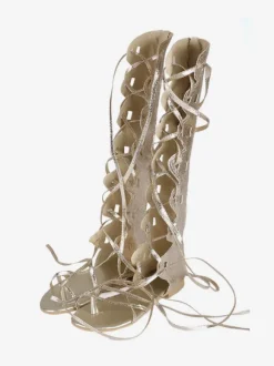 Gladiator Or Sandales Femmes 2026 Bout large Boucle à lacet chaussures Sandales plates