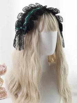 Gothic Lolita Coiffe Dentelle Bow Lolita Bandeau Déguisements Halloween