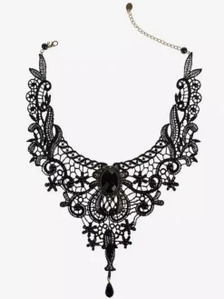 Gothic Lolita collier noir découpe coeur et fleur Lolita Collier Collier en dentelle Déguisements Halloween
