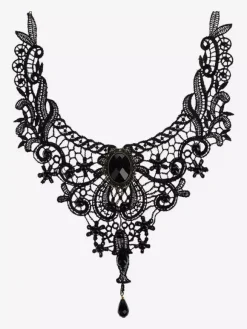 Gothic Lolita collier noir découpe coeur et fleur Lolita Collier Collier en dentelle Déguisements Halloween