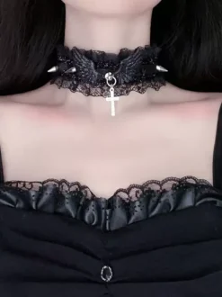 Gothique Lolita Accessoires Noir Choker Polyester