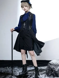 Gothique Lolita Bloomers Métal Détails Straight Black Lolita Shorts