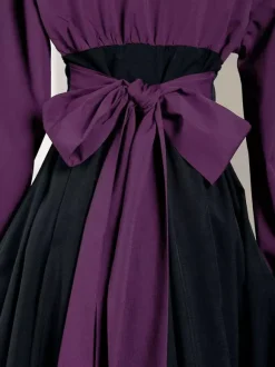 Gothique Lolita OP Robe Noir Rouge à Volant Manche Longue Robe Classique Vintage Déguisement Halloween