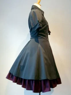 Gothique Lolita Robe OP Style Militaire Volant Noeud Papillon Bouton À Lacets Bourgogne Lolita Robe Une Pièce Déguisements Halloween
