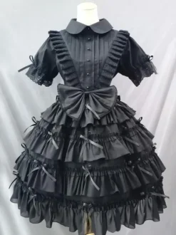 Gothique Lolita Robes Dentelle Arcs Noir