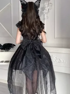 Gothique Lolita Robes Rose Dentelle Noir Corset