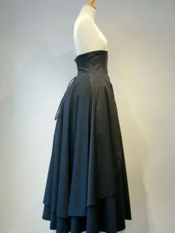 Gothique Lolita SK Coton Layered Ruffle Plissé Lace Up Jupe Lolita Noire Déguisements Halloween