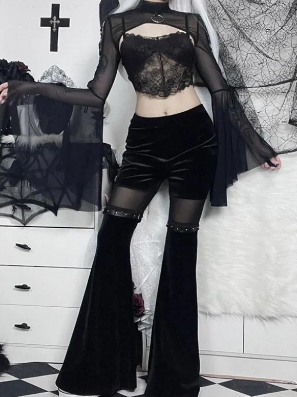 Gothique Lolita Couvre Noir Top à Lacets Sexy Steampunk Vintage