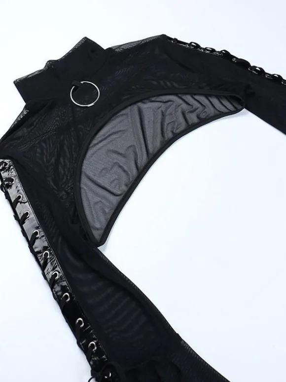 Gothique Lolita Couvre Noir Top à Lacets Sexy Steampunk Vintage