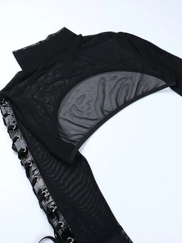 Gothique Lolita Couvre Noir Top à Lacets Sexy Steampunk Vintage