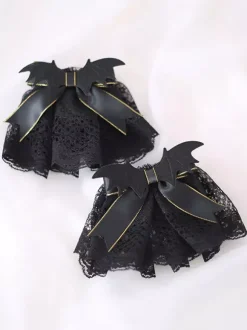 Gothique Lolita Noeuds Noirs Manchettes En Fibre De Polyester Noeud Divers Accessoires Lolita