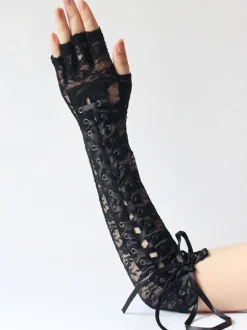 Gothique Lolita Oversleeves Lace Up Dentelle Polyester Fibre Divers Noir Lolita Accessoires