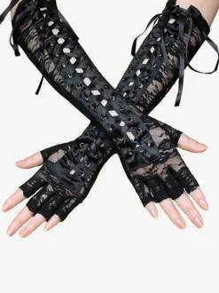 Gothique Lolita Oversleeves Lace Up Dentelle Polyester Fibre Divers Noir Lolita Accessoires