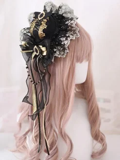 Gothique Top Hat dentelle Bow bibi cheveux clip Vintage Accessoires Déguisements Halloween