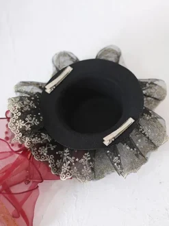 Gothique Top Hat dentelle Bow bibi cheveux clip Vintage Accessoires Déguisements Halloween