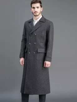 Gris vintage manteau croisé aristocrate holmes costumes rétro pour homme Déguisements Halloween