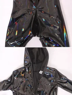 Halloween Combinaison intégrale pour homme effet mouillé avec fermeture éclair et entrejambe extensible
