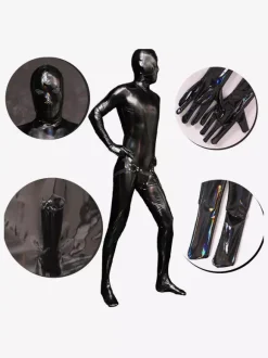 Halloween Combinaison intégrale pour homme effet mouillé avec fermeture éclair et entrejambe extensible
