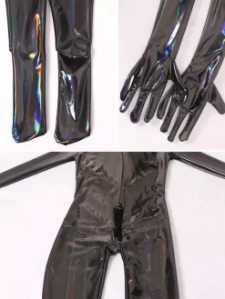 Halloween Combinaison intégrale pour homme effet mouillé avec fermeture éclair et entrejambe extensible
