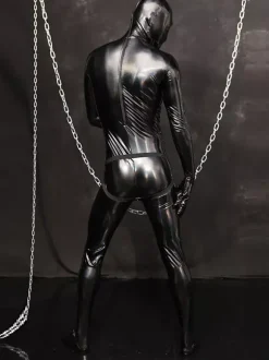 Halloween Combinaison intégrale pour homme effet mouillé avec fermeture éclair et entrejambe extensible
