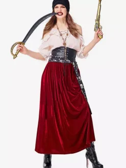 Halloween Costume Pirate Bordeaux Sash Bandeau Femmes Cosplay Déguisements Halloween Carnaval