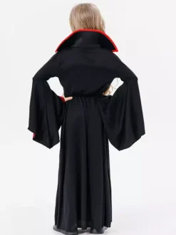 Halloween Costumes d'Halloween pour enfants Ensemble en polyester noir pour Halloween Robe à collier pour enfants