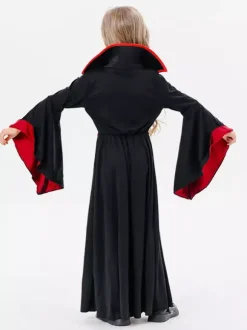 Halloween Costumes d'Halloween pour enfants Ensemble en polyester noir pour Halloween Robe à collier pour enfants