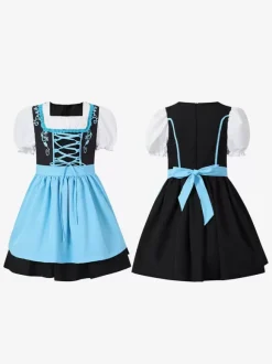 Halloween Costumes d'Halloween pour enfants Ensemble de polyester Halloween bleu ciel clair Robe pour enfants