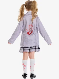 Halloween Costumes d'Halloween pour enfants Ensemble d'Halloween gris Jupe cravate en polyester pour enfants