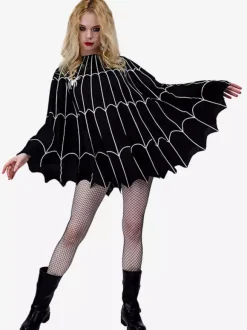 Halloween Costumes d'Halloween Cape effrayante noire pour femmes Costumes de vacances en polyester