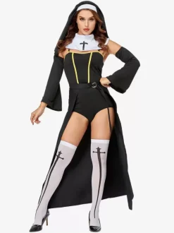 Halloween Déguisement De Nonne Costume Noire Halloween Vampire