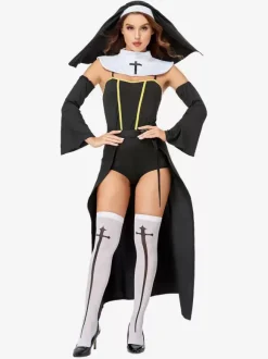 Halloween Déguisement De Nonne Costume Noire Halloween Vampire