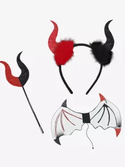 Halloween Ensemble De Costumes De Vampire Déguisement Démon Sexy Noir Robe Accessoires