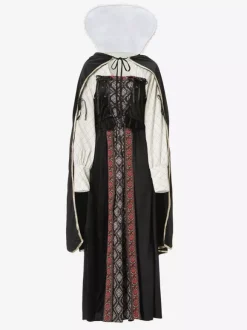 Halloween Ensemble de robe cape rétro noire pour costumes de vacances